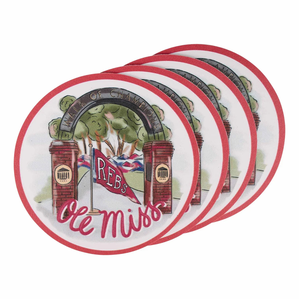 Ole Miss Mascot Vinyl Coaster - Set of 4