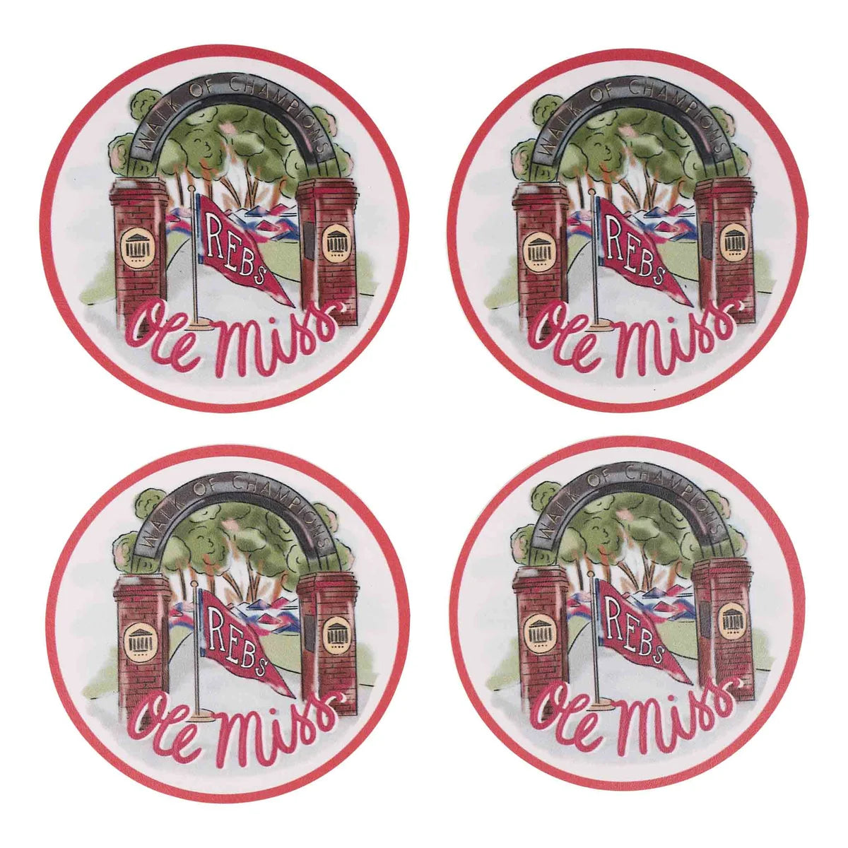 Ole Miss Mascot Vinyl Coaster - Set of 4