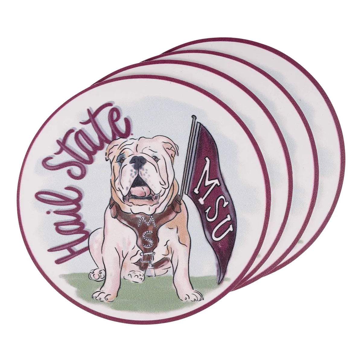 Mississippi State Mascot Vinyl Coaster Set - 4