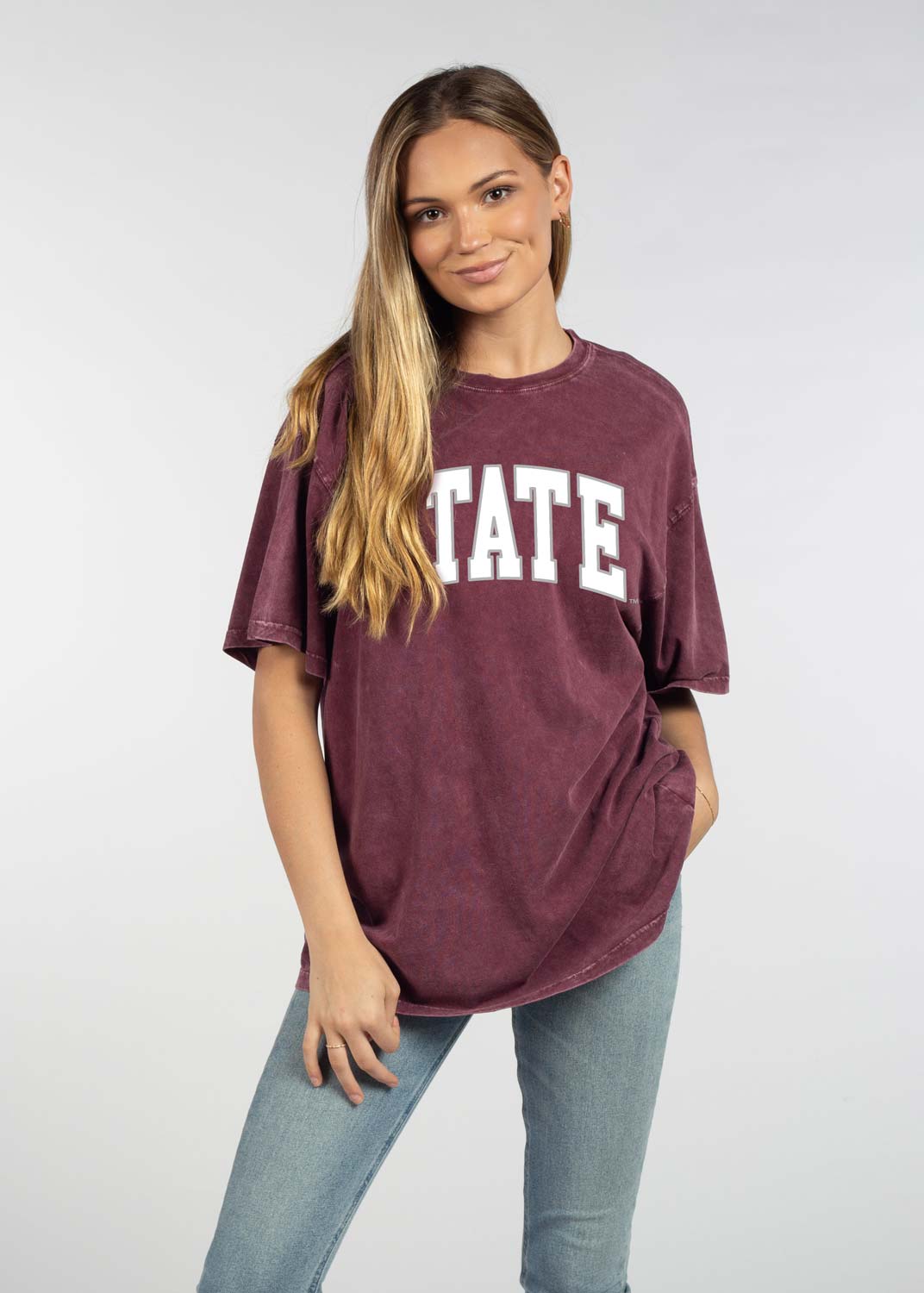 Chicka-d MS State Oversized Band Tee - Merlot