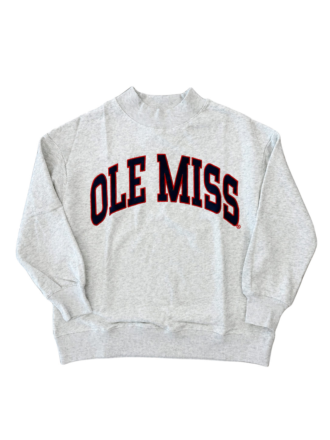 The Madi Classic Grey Mockneck Ole Miss Applique