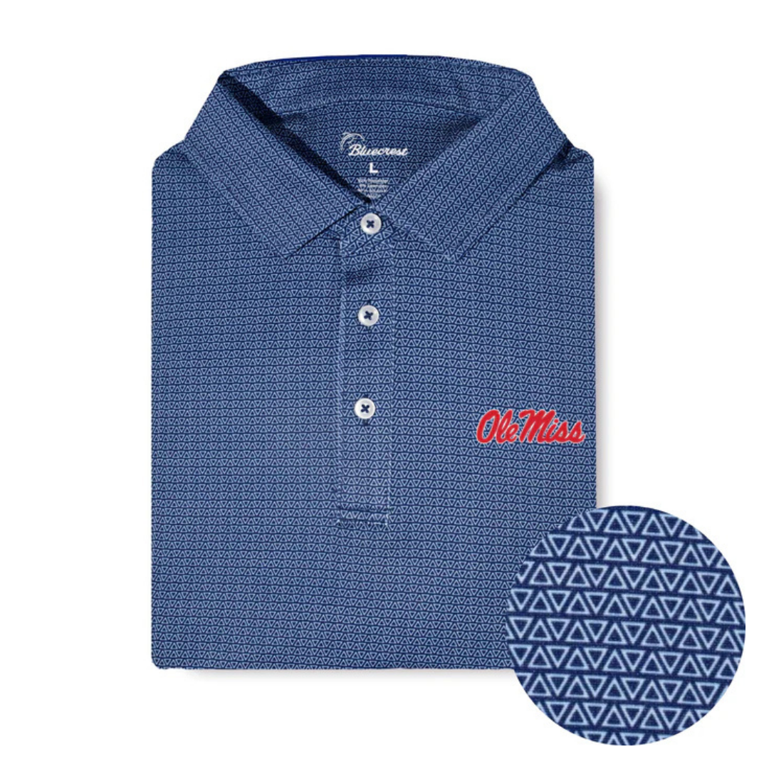 Bluecrest Ole Miss Apex Print Performance Polo - Script Logo