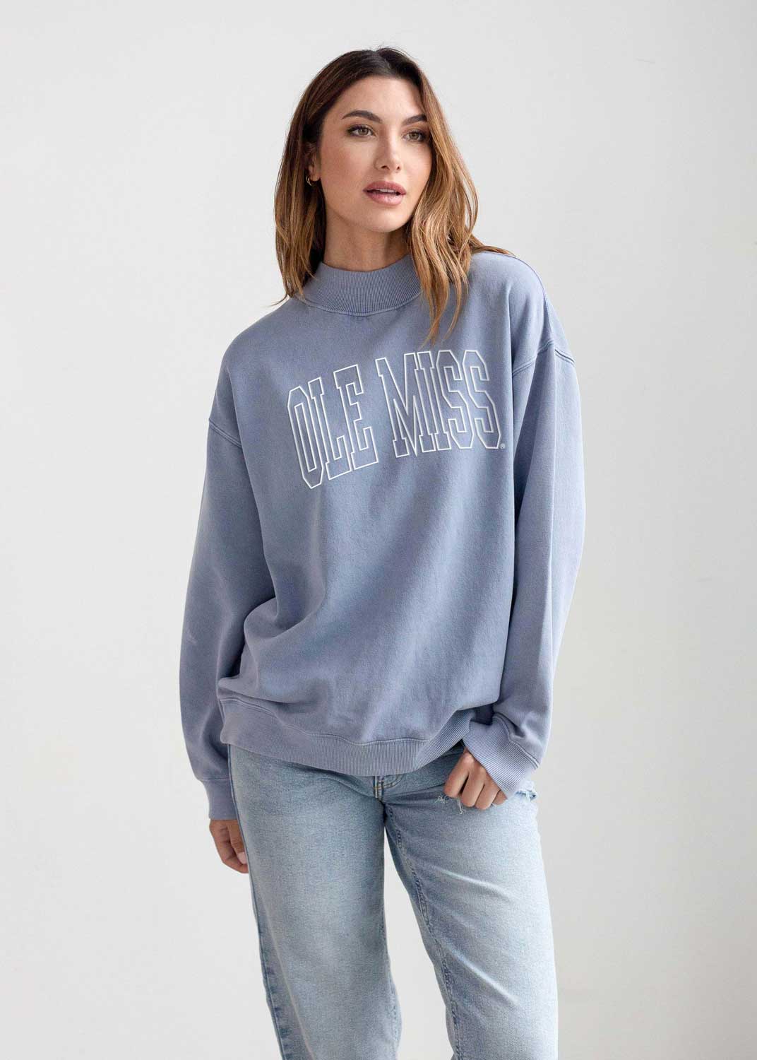 Chicka-d Ole Miss Nantucket Mock Neck Sweatshirt - Ocean Blue