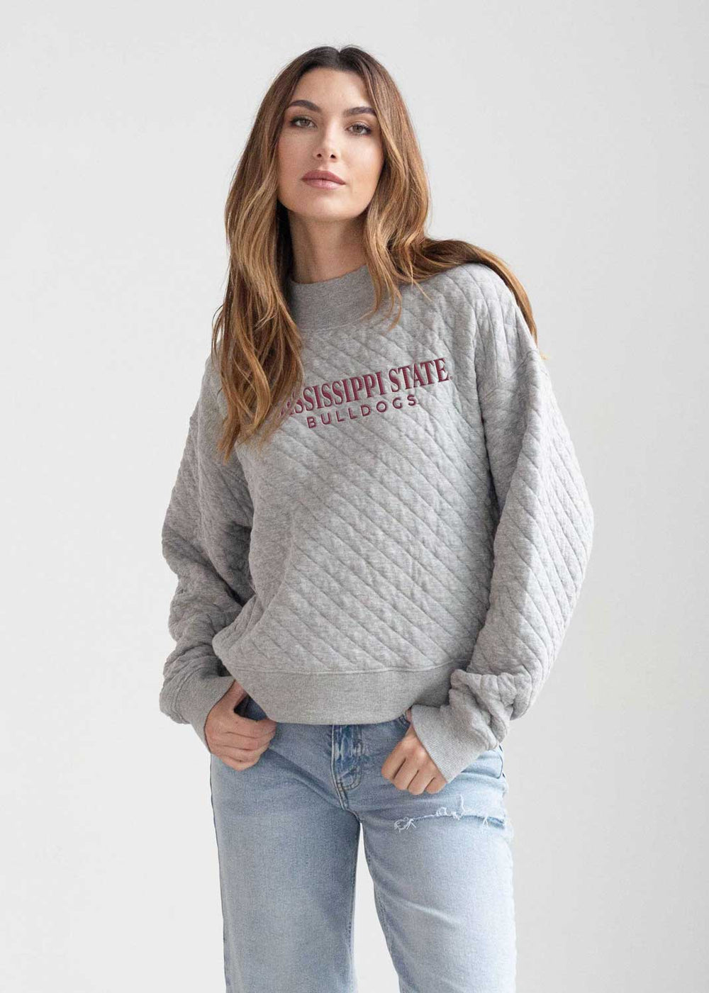 Chicka-d Grey Mississippi State Bulldogs Quilted Sweatshirt