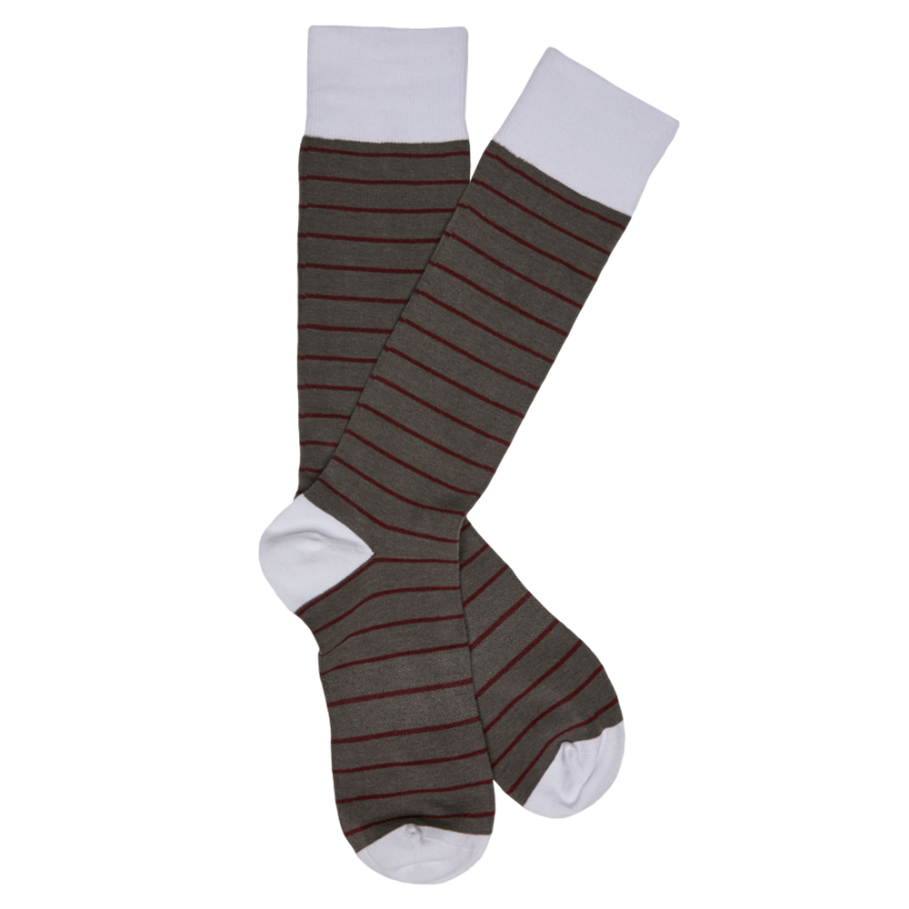 DeadSoxy Maroon Wide Stripe Socks- Fit Mens Shoe Size 9-13