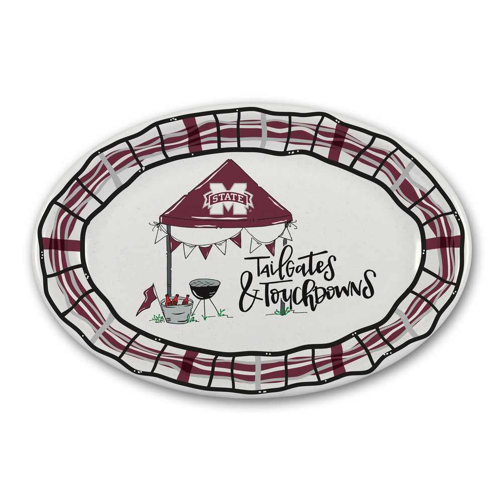 Magnolia Lane Mississippi State BBQ Oval Platter - 18 x 12 inches