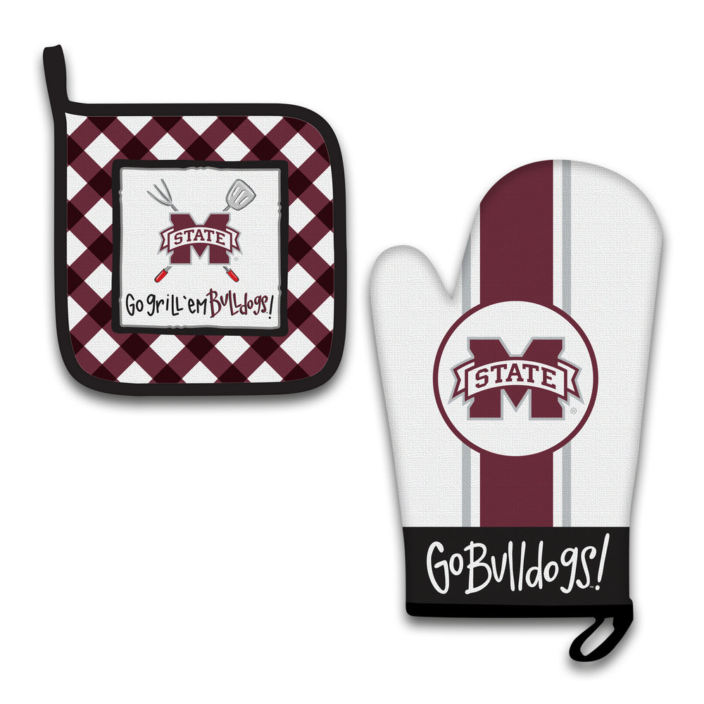 Magnolia Lane Mississippi State Mitt and Pot Holder Set for Kitchen Decor