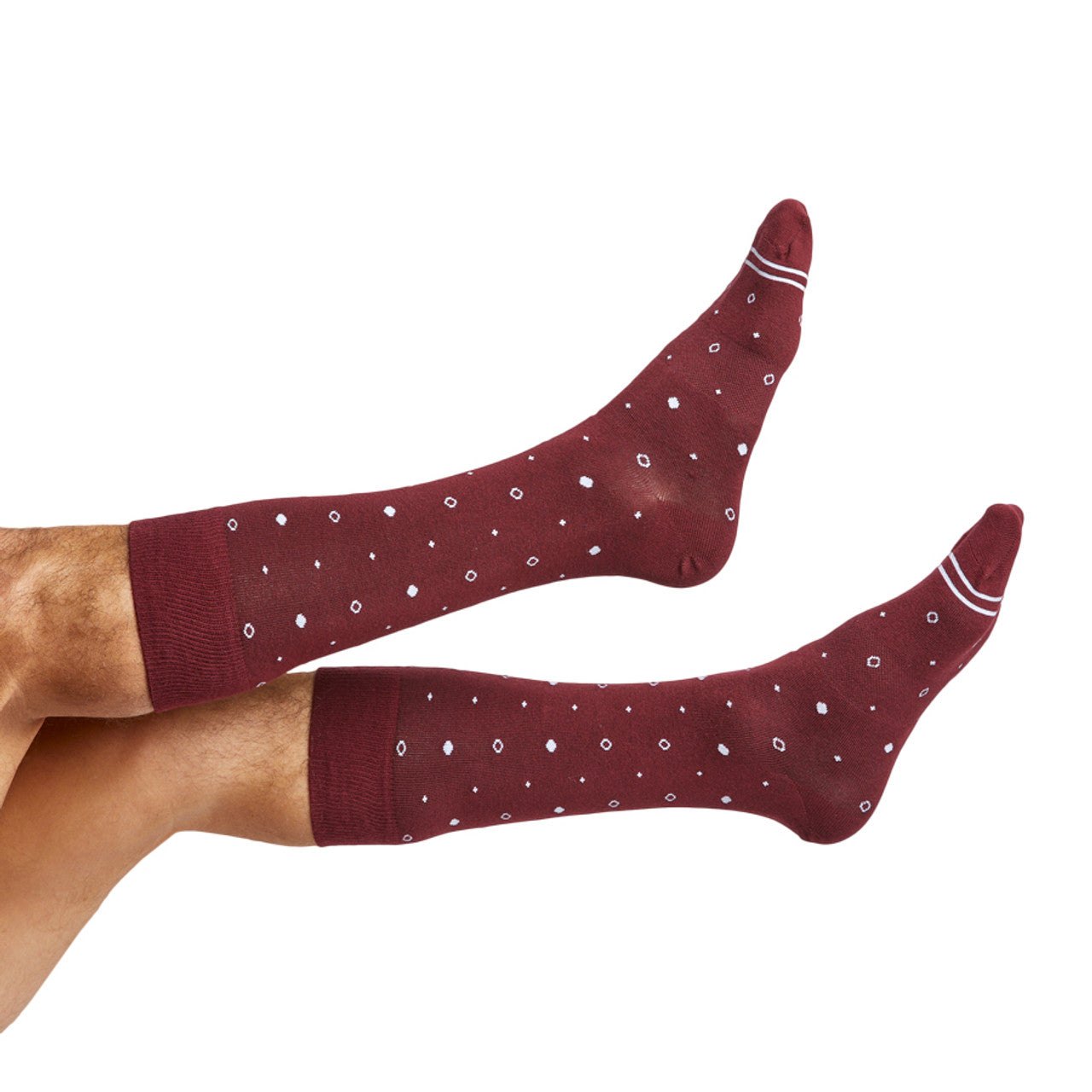 DeadSoxy Adult Maroon Mixed Dot Dress Socks
