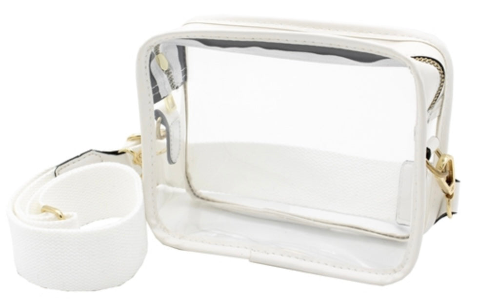 Clear Crossbody Purse with White Accents