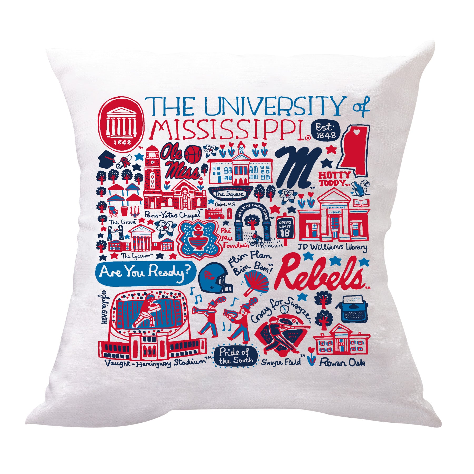 Julia Gash Ole Miss 18” Pillow