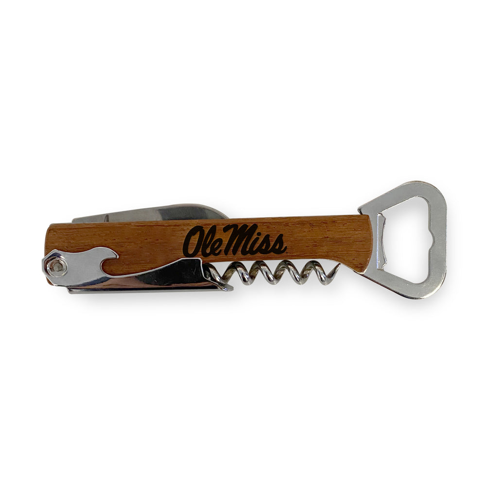 Ole Miss Wood Bottle Opener and Wine Key