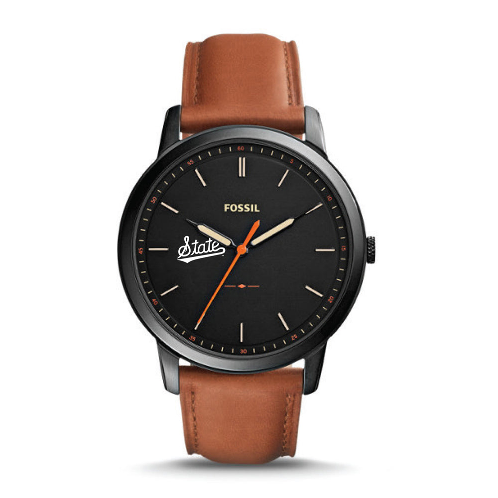 Men's Fossil Leather Band Watch- Script State