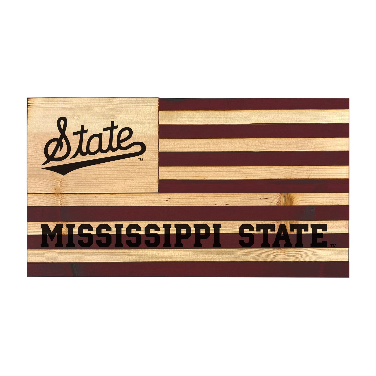 Timeless Etchings Wooden Flag- 3'x2' Script State