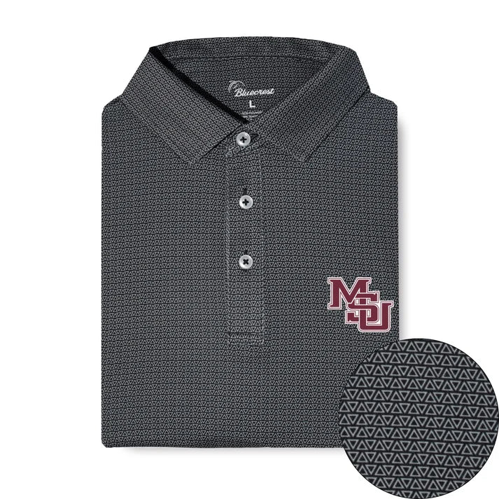 Mississippi State Apex Print Performance Polo - Black and Gray with Interlocking MSU