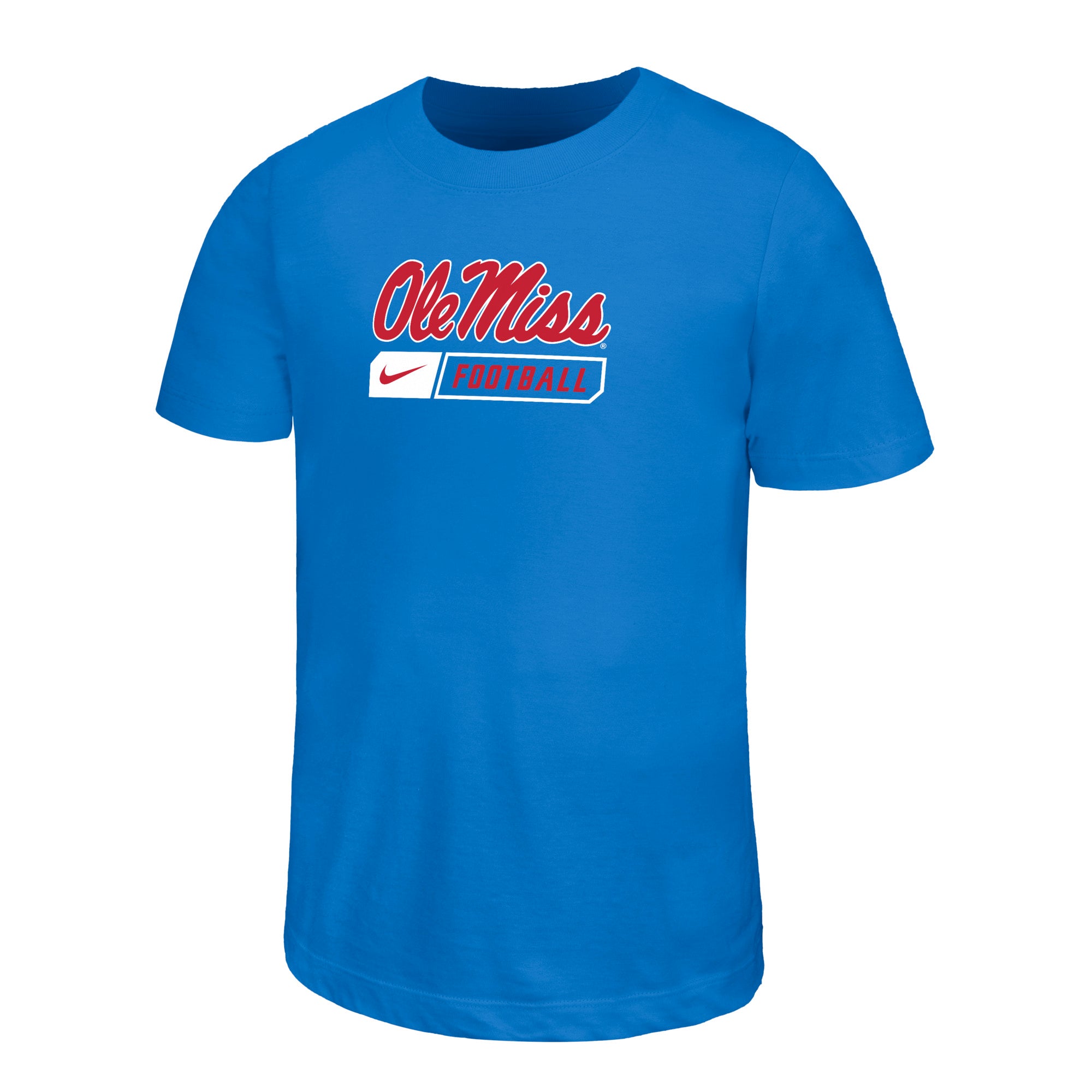Ole Miss Nike Youth Legend Tee - Italy Blue with Ole Miss Football
