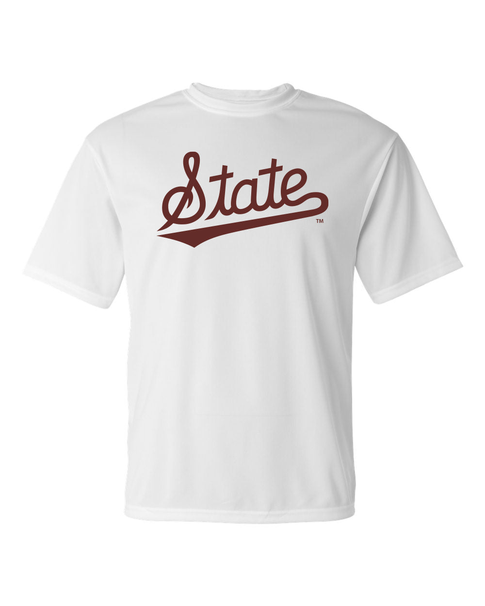 C2 Sport Mississippi State Youth Dri Fit White Tee with State Script