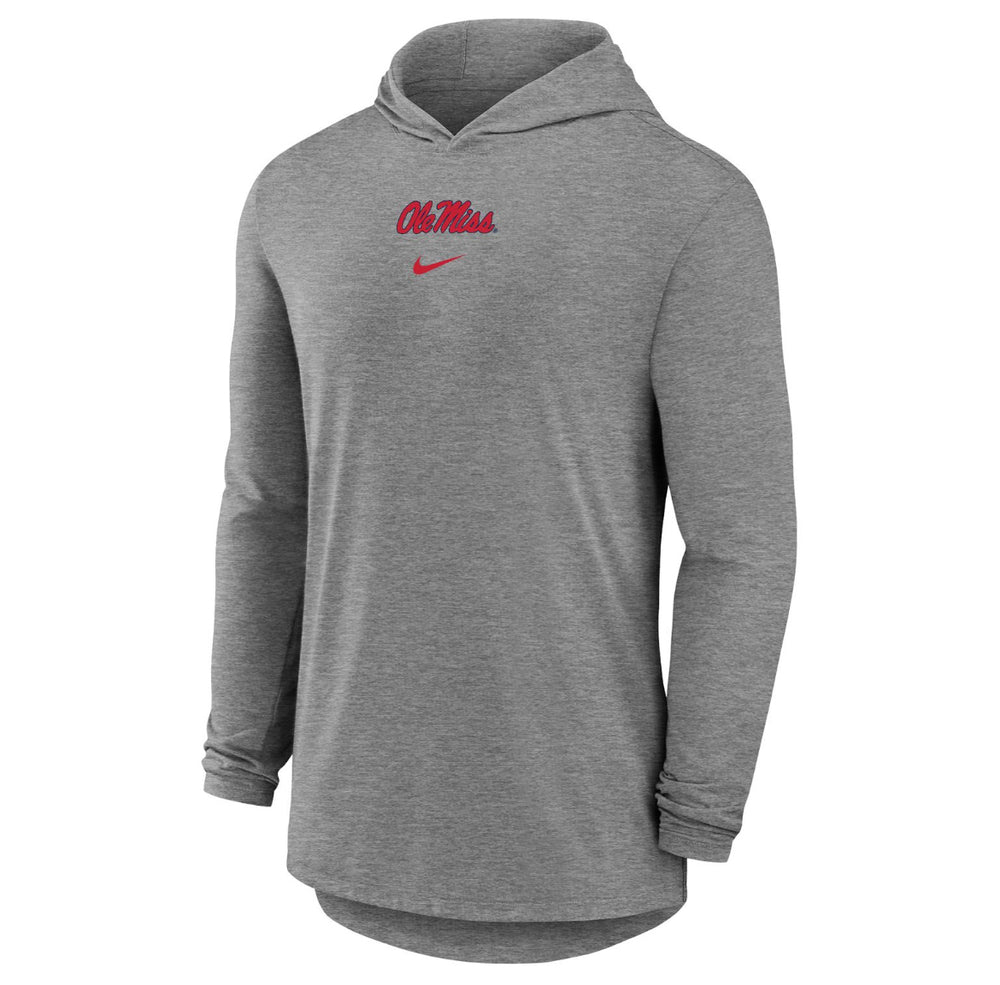 Nike Men’s Legend Long Sleeve Tee with Ole Miss Script. - Heather Gray