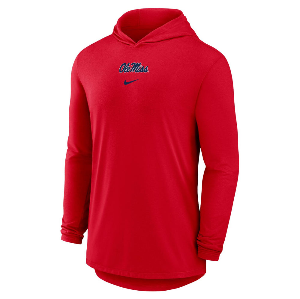 Nike Men’s Legend Long Sleeve Hoodie with Ole Miss Script - Red