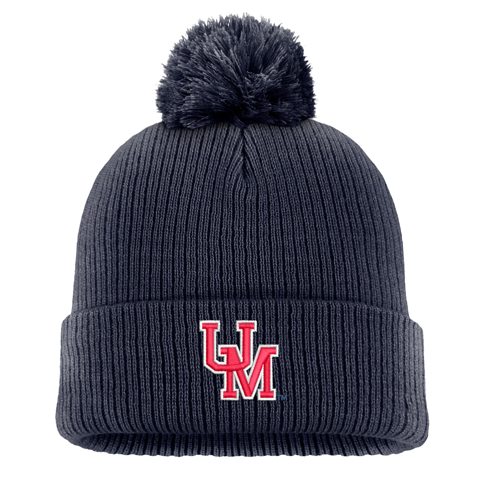 Nike UM Solid Navy Beanie with Pom