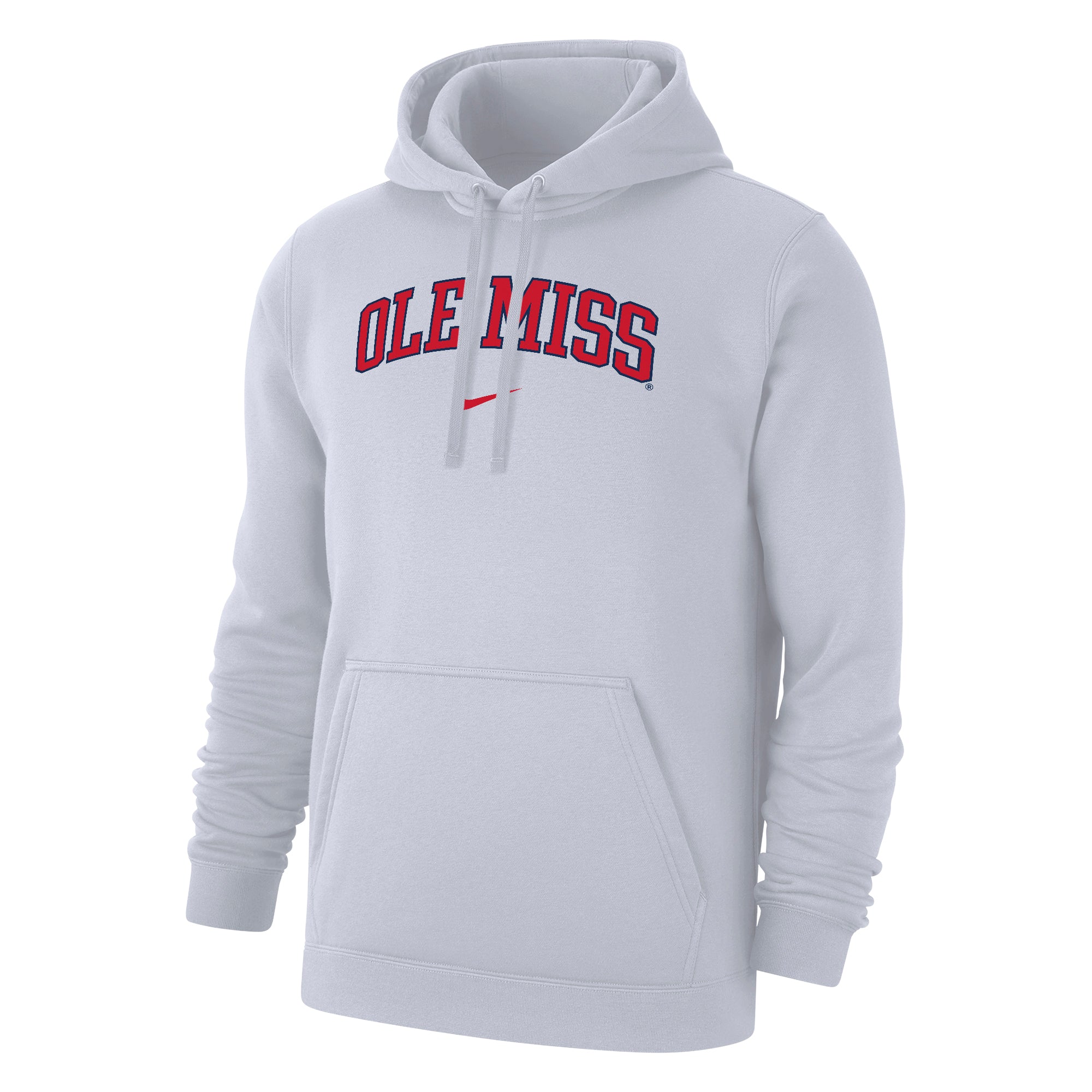 Nike Ole Miss White Club Fleece Pullover Hoodie - Arch Design