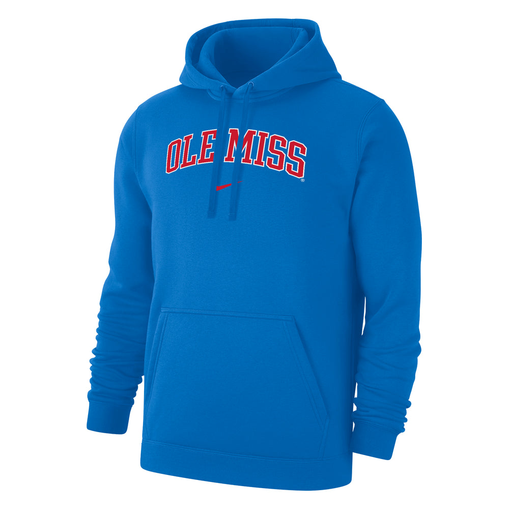 Nike Ole Miss Italy Blue Club Fleece Pullover Hoodie- Arch Design