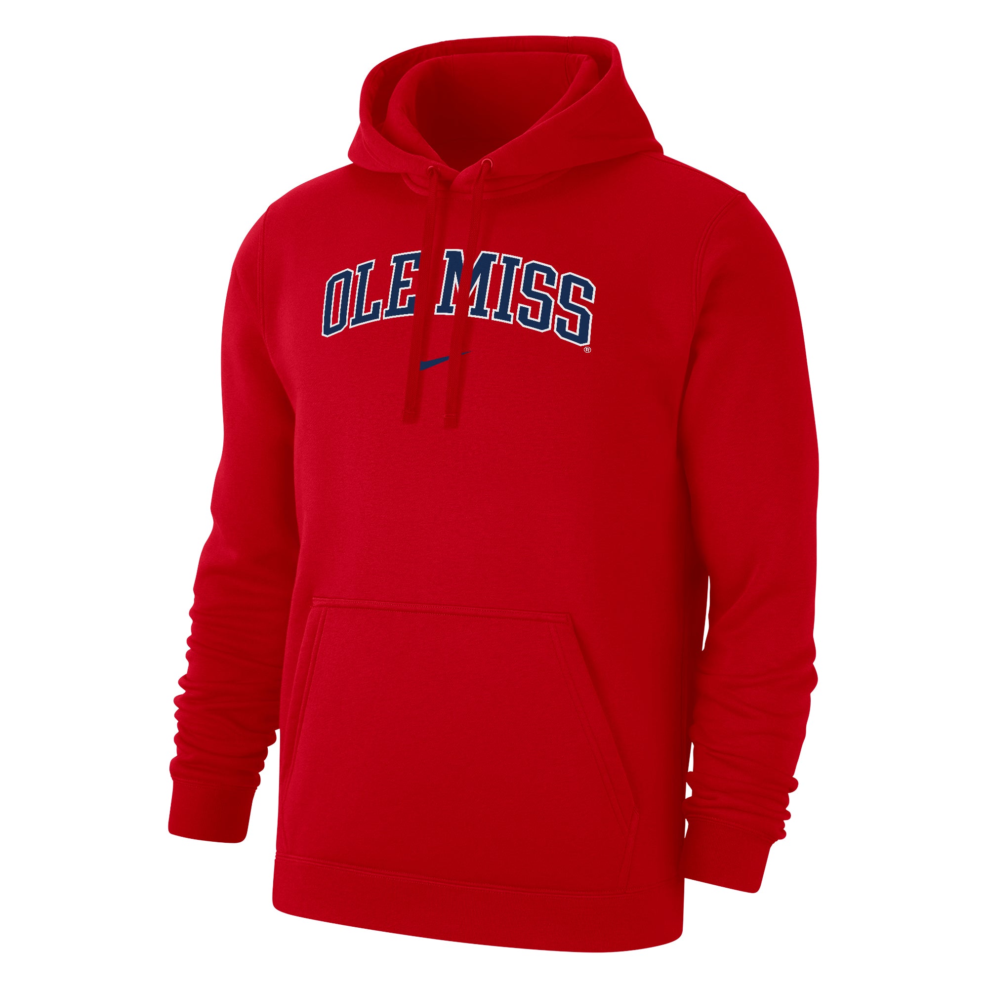Nike Ole Miss Red Club Fleece Pullover Hoodie- Arch Design