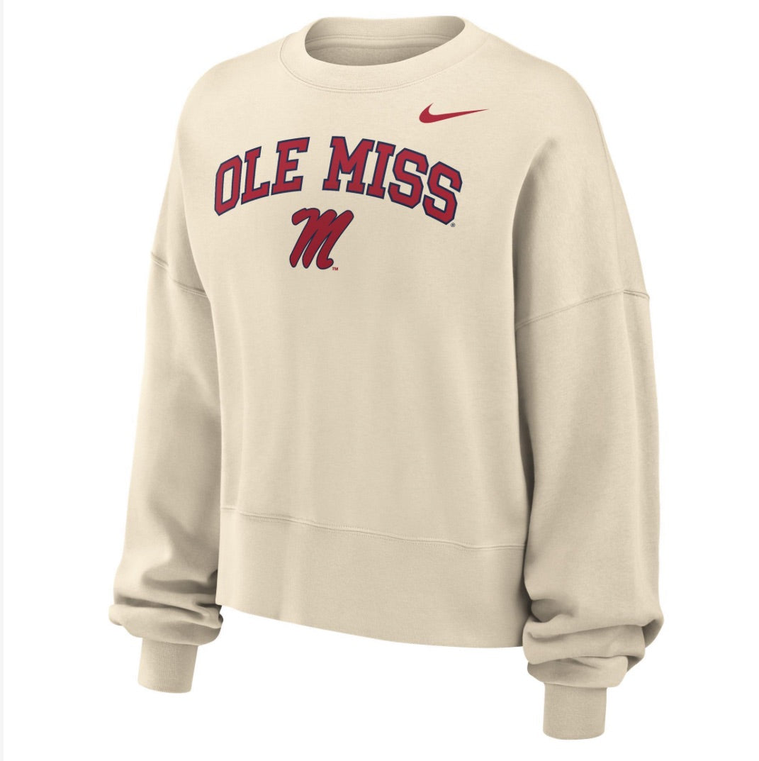 Ole Miss Women's Natural Phoenix Fleece Crew