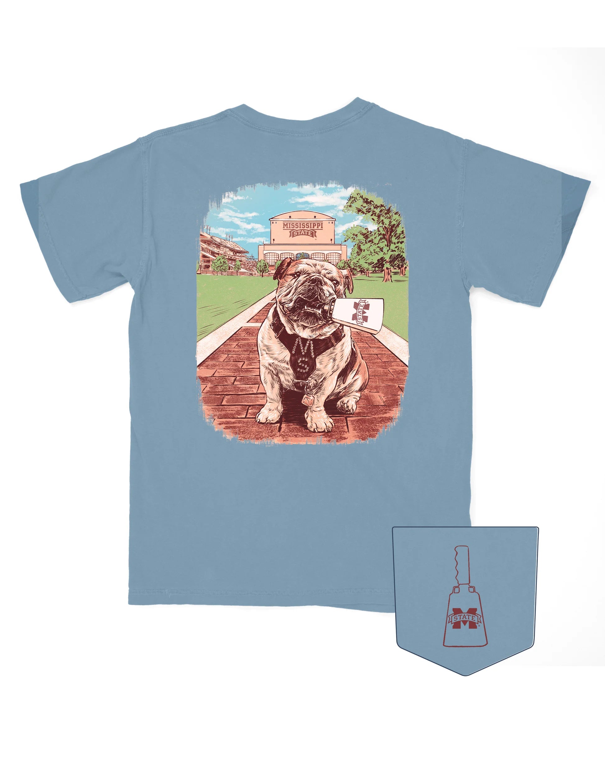 Comfort Color Mississippi State "Bullys Cowbell" Tee - Ice Blue