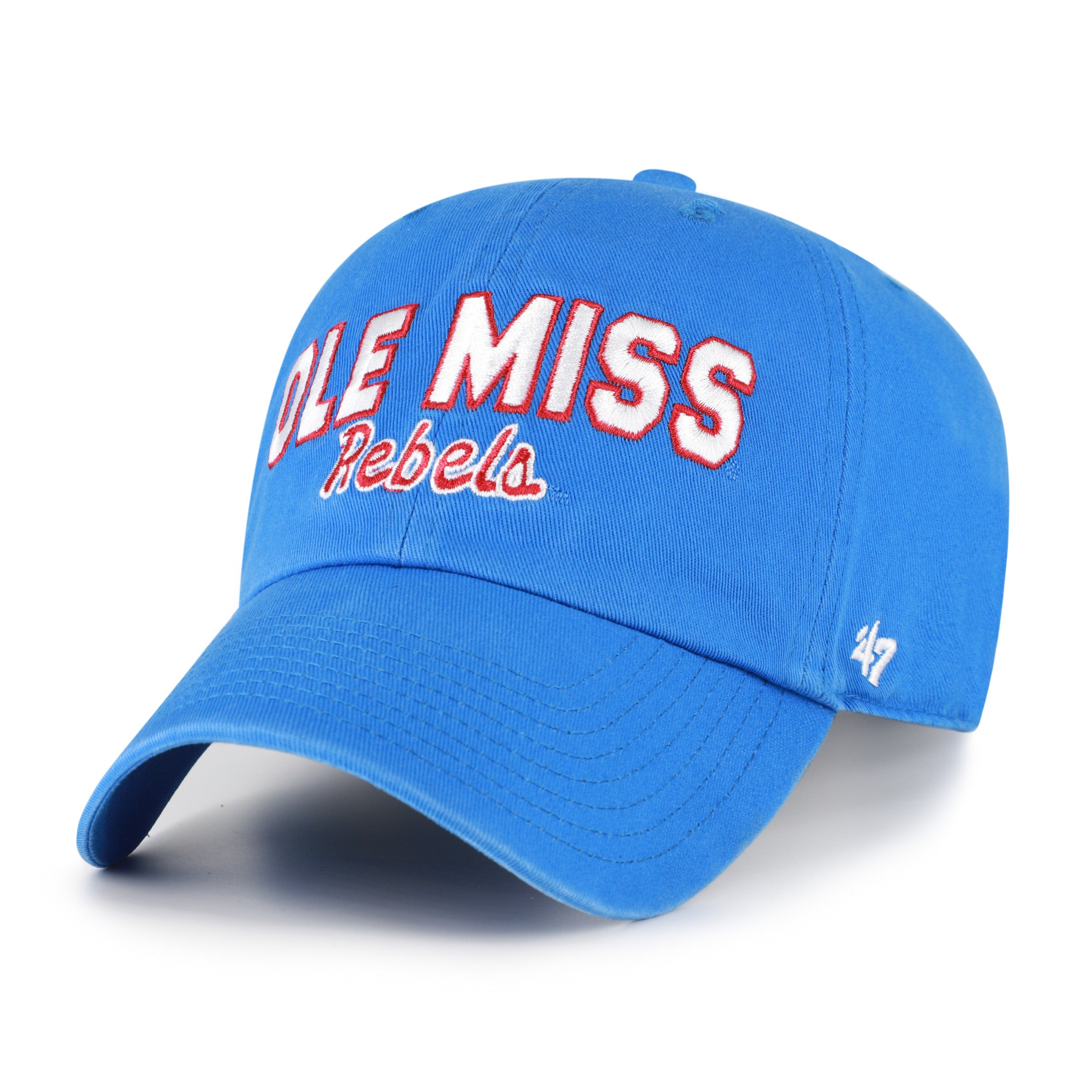 Ole Miss 47 Brand "Clean Up" Hat - Powder Blue with Ole Miss Rebels Stitching and SIP Patch On The Side