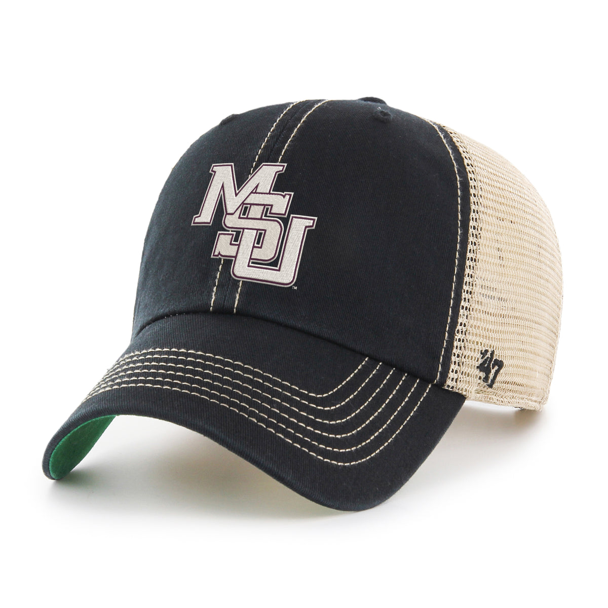 47 Brand "Clean Up" Trucker Hat - Black with Interlocking MSU