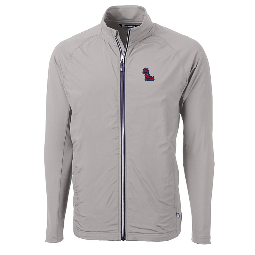 Ole Miss Cutter & Buck Grey Adapt Eco Full Zip