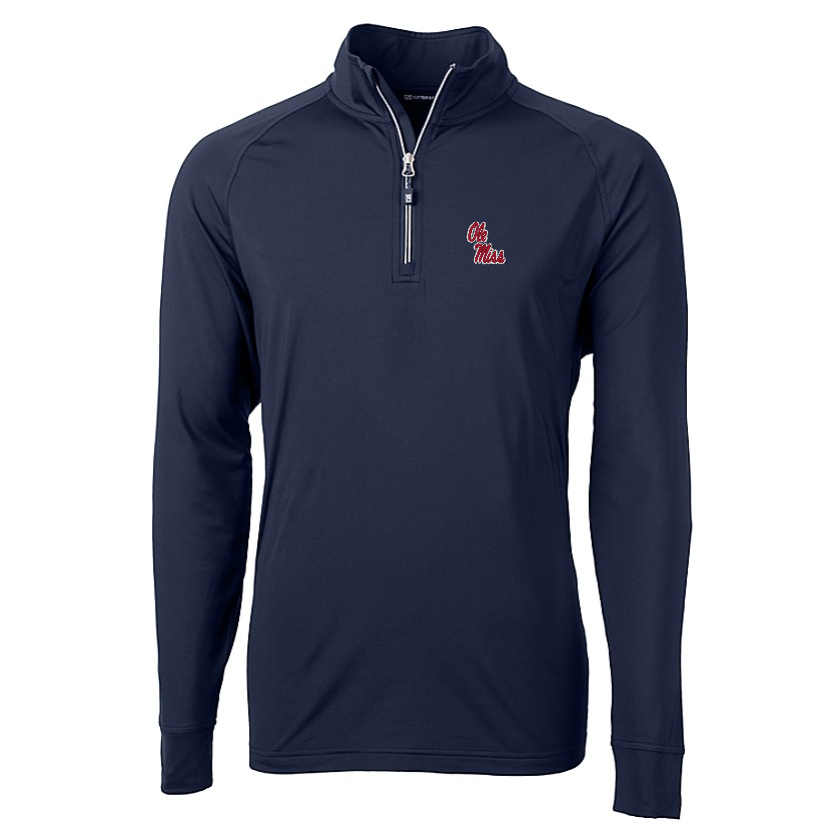 Ole Miss Cutter & Buck Adapt Eco Stretch Navy 1/4 Zip