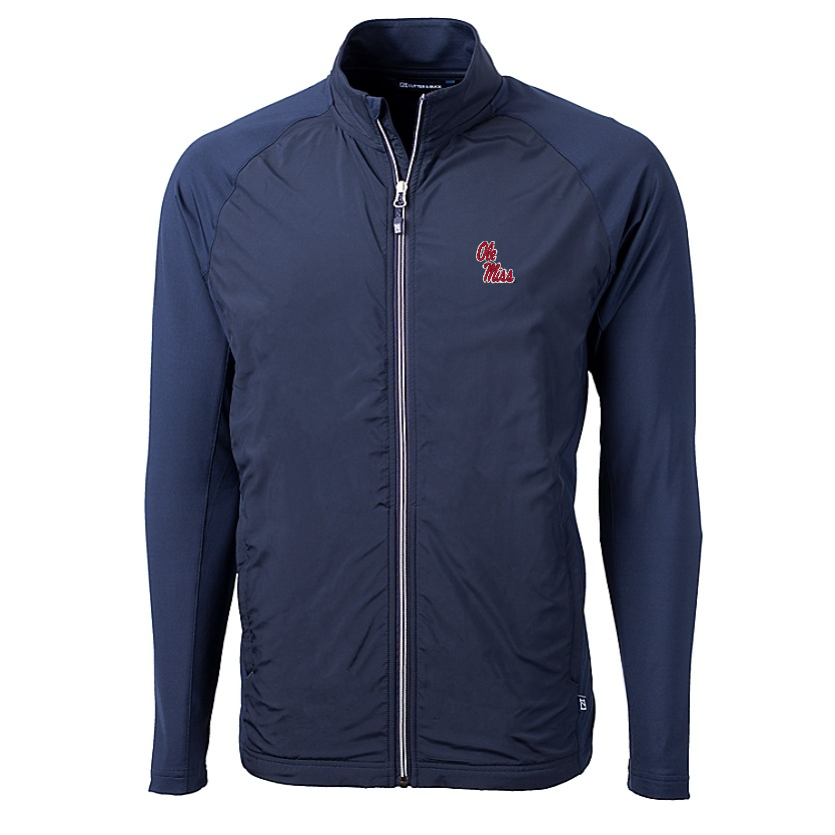 Ole Miss Cutter & Buck Navy Adapt Eco Full Zip