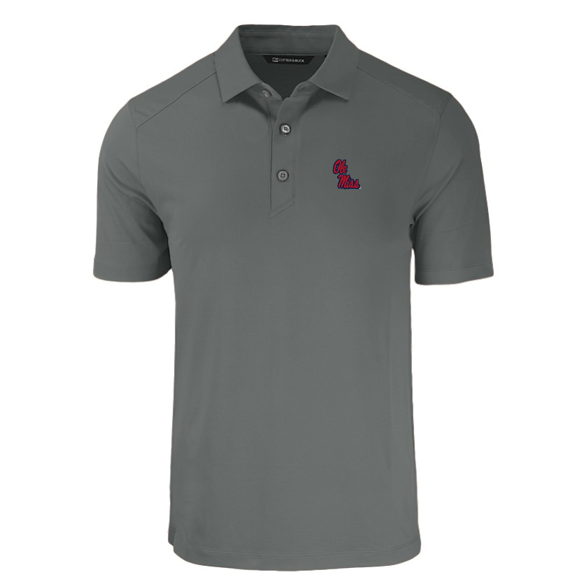 Ole Miss Cutter & Buck Forge Eco Solid Grey Polo