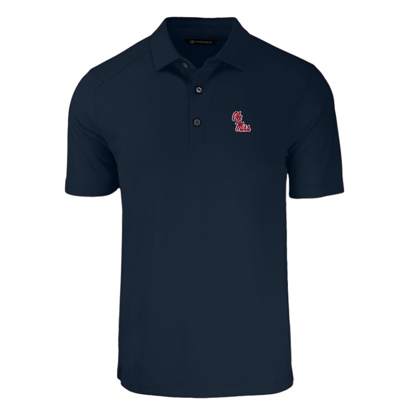 Ole Miss Cutter & Buck Forge Eco Solid Navy Polo