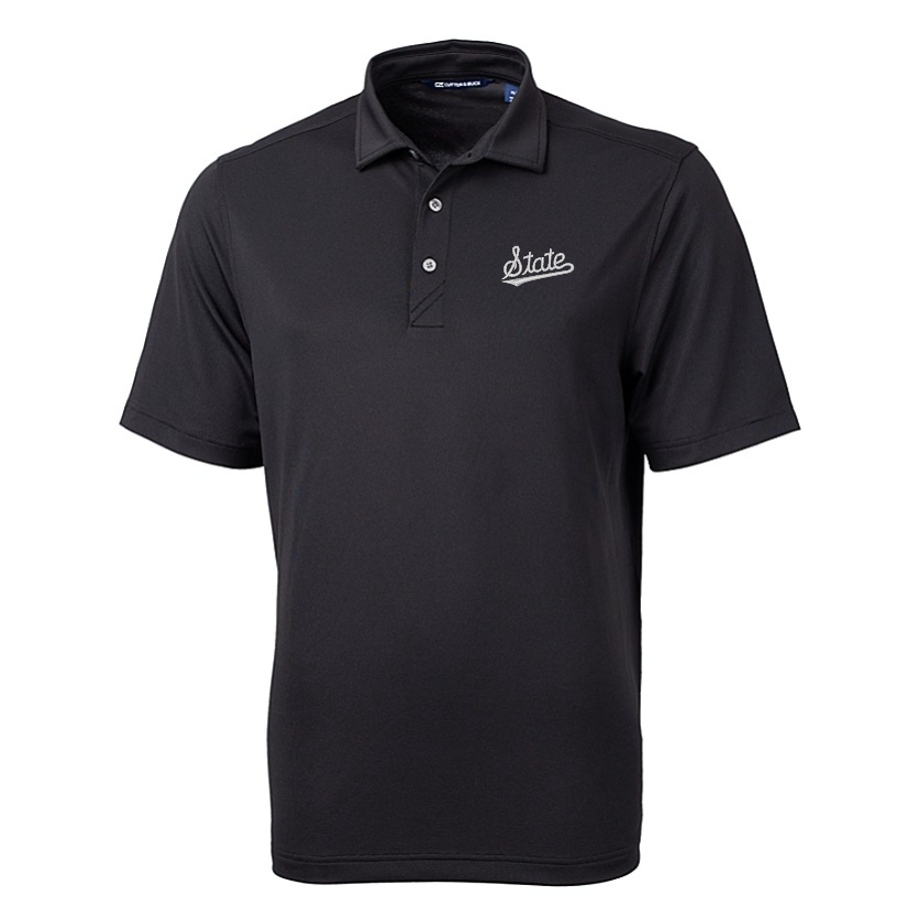 Mississippi State Cutter & Buck Virtue Eco Pique Black Polo