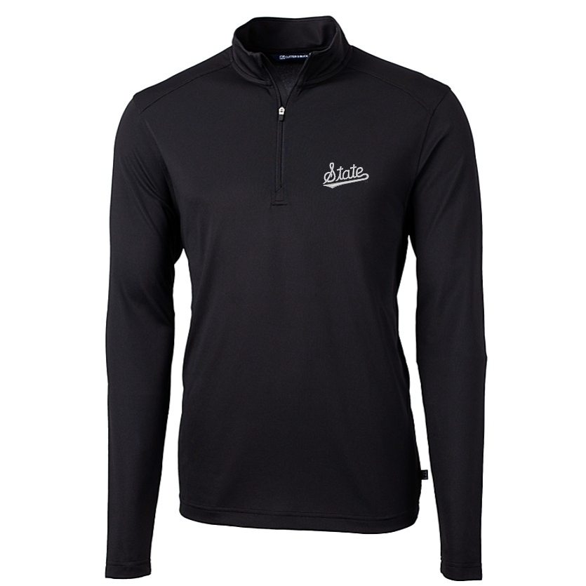 Mississippi State Cutter & Buck Virtue Eco Pique Black Qtr Zip
