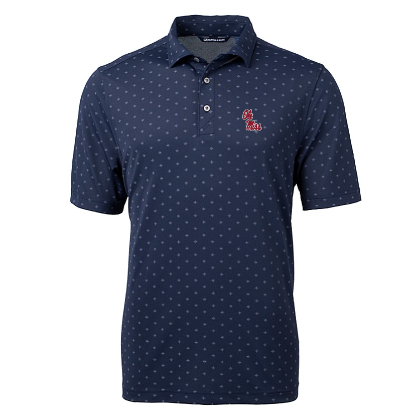 Cutter and Buck Virtue Pique Tile Print Navy Polo