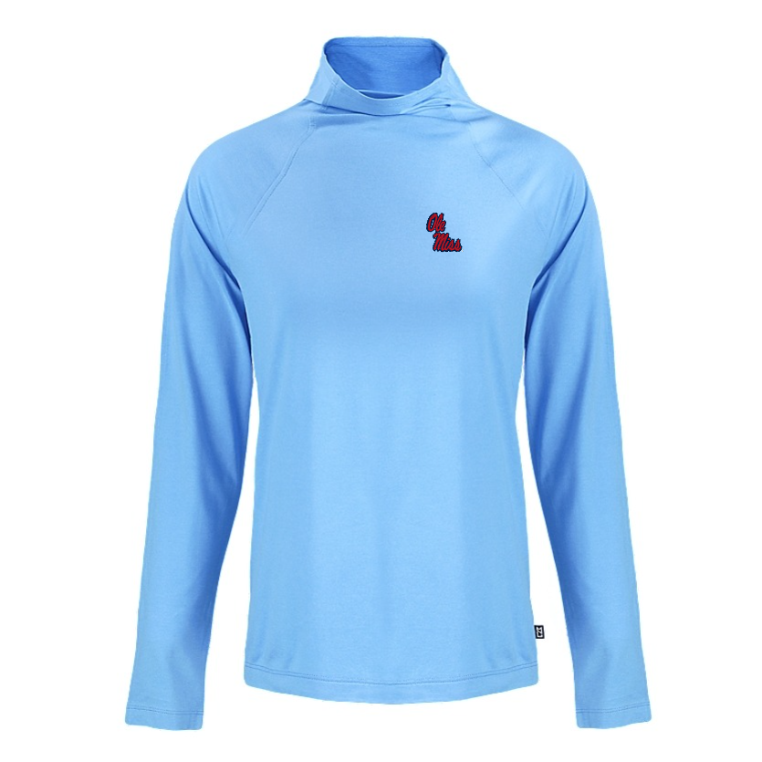 Ole Miss Cutter & Buck Ladies Coastline Atlas Powder Blue Funnel Neck