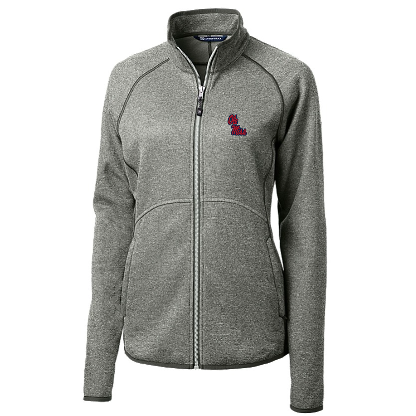 Ole Miss Cutter & Buck Ladies Mainsail Grey Full Zip