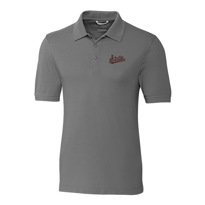 Mississippi State Cutter & Buck Advantage Tri-Blend Grey Polo