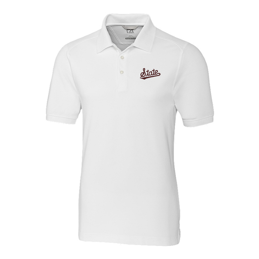 Mississippi State Cutter & Buck Advantage Tri-Blend White Polo