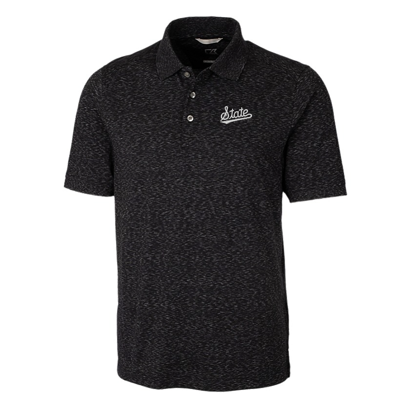 Mississippi State Cutter & Buck Advantage Tri-Blend Space Dye Black Polo
