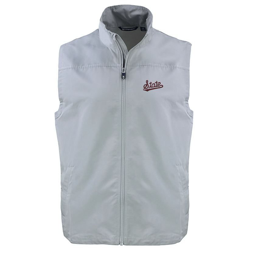 Mississippi State Cutter & Buck Charter Full Zip Grey Vest