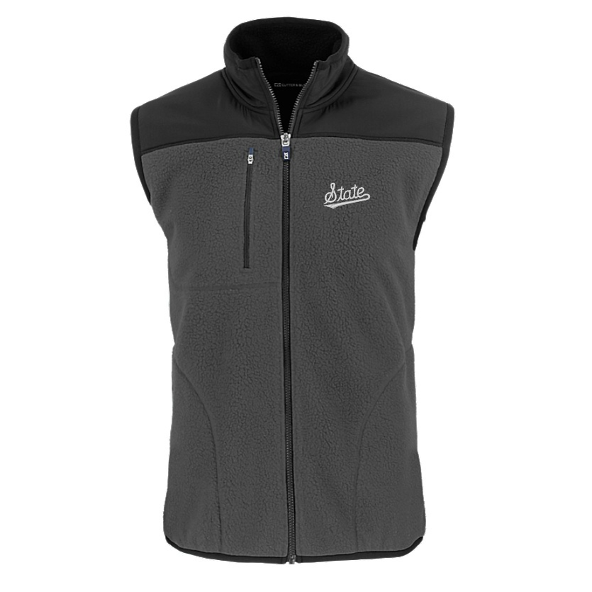 Mississippi State Cutter & Buck Cascade Sherpa Full Zip Grey/Black Vest
