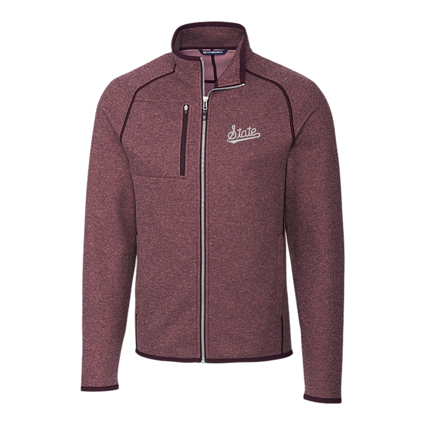 Mississippi State Cutter & Buck Mainsail Sweater-Knit Maroon Full Zip