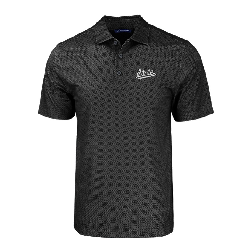Mississippi State Cutter & Buck Pike Geo Print Black Polo