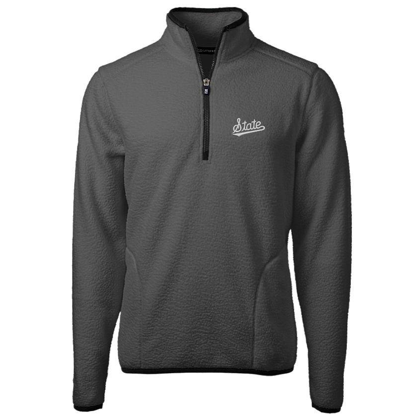 Mississippi State Cutter & Buck Cascade Eco Sherpa Grey 1/4 Zip