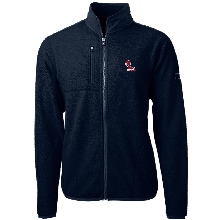Ole Miss Cutter & Buck Cascade Eco Sherpa Navy Full Zip
