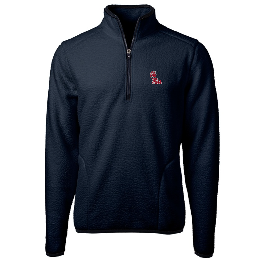 Ole Miss Cutter & Buck Cascade Eco Sherpa Navy 1/4 Zip